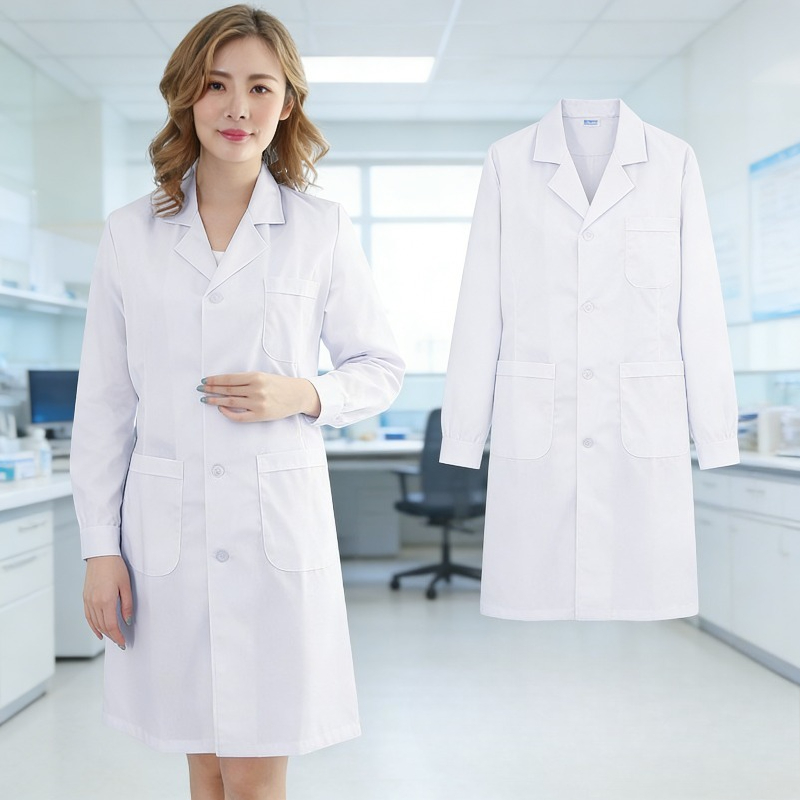 White Long Sleeve Doctor Nurse - Medical Lab Gown 评论和价格