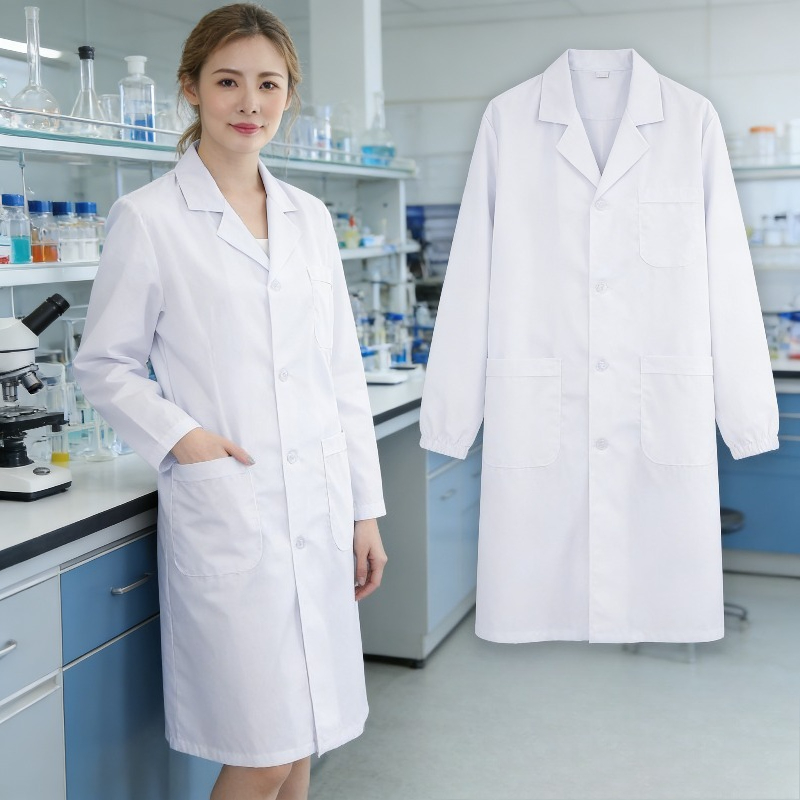 White Long Sleeve Doctor Nurse - Medical Lab Gown 评论和价格