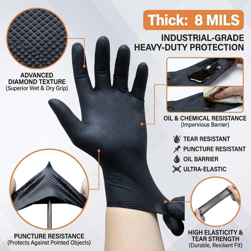 Heavy Duty Black Industrial Ni - Disposable Gloves Nitrile 评论和价格