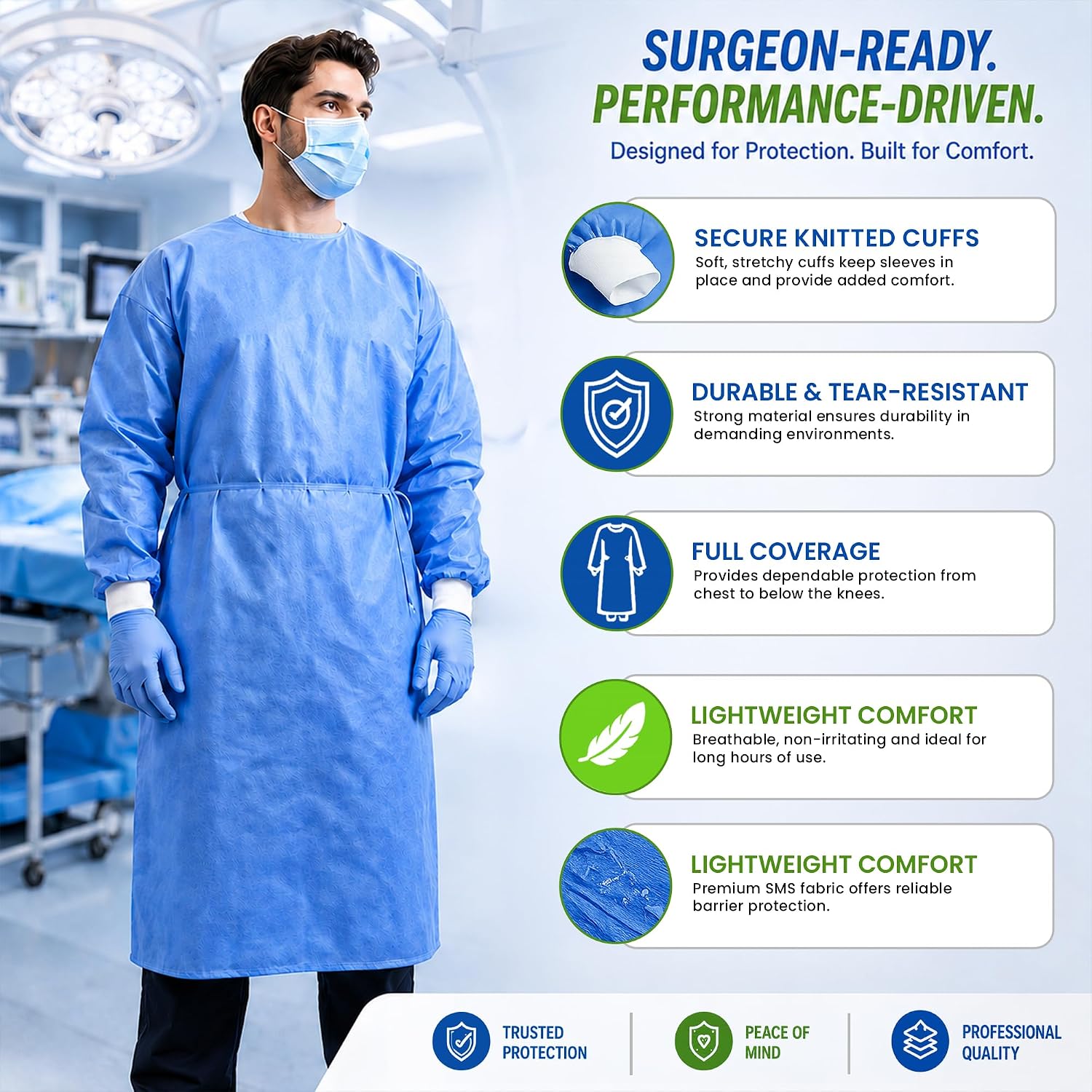 3 Disposable PPE Isolation Med - Medical Lab Gown 评论和价格