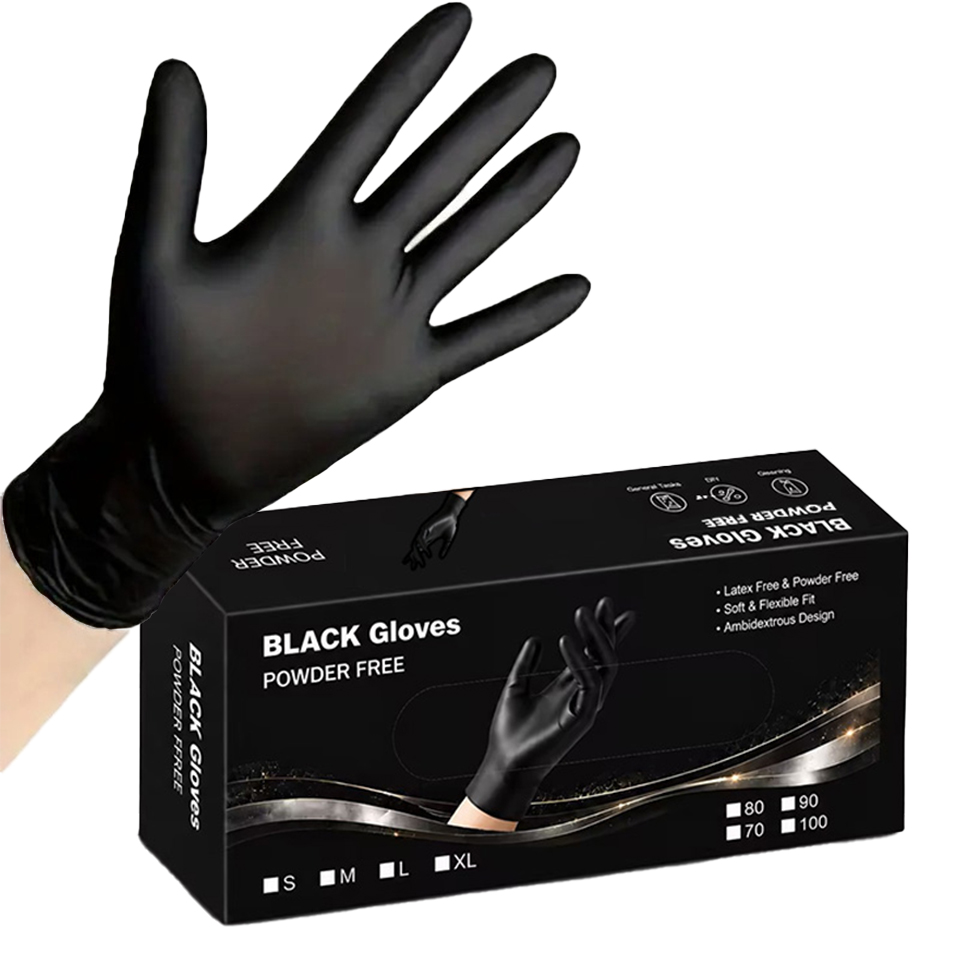 100PCS/Box Black Nitrile Glove - Disposable Gloves Nitrile 评论和价格
