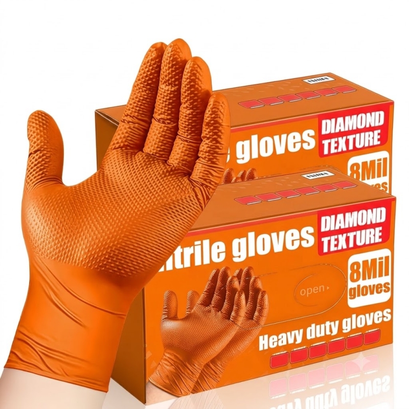 Heavy Duty Orange Nitrile Glov - Disposable Gloves Nitrile 评论和价格