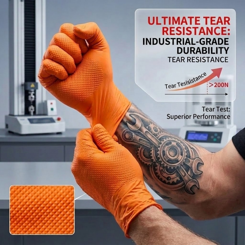Heavy Duty Orange Nitrile Glov - Disposable Gloves Nitrile 评论和价格