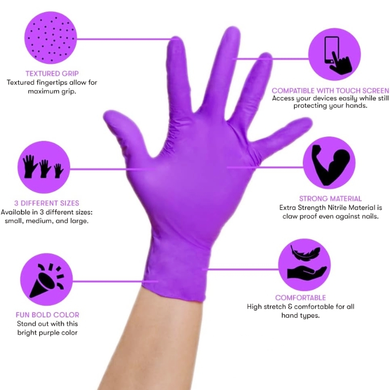 50/100PCS Violet Nitrile Glove - Disposable Gloves Nitrile 评论和价格