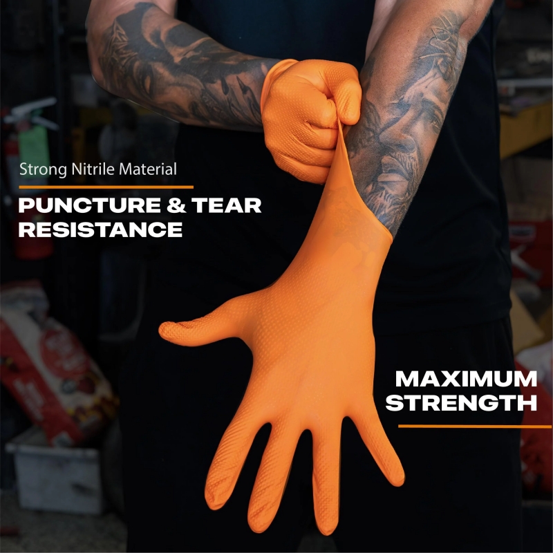 Heavy Duty Orange Nitrile Glov - Disposable Gloves Nitrile 评论和价格