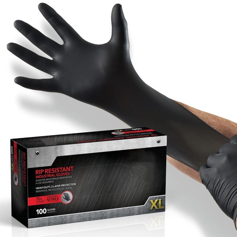 100PCS Black Nitrile Gloves Di - Disposable Gloves Nitrile 评论和价格